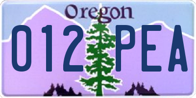OR license plate 012PEA