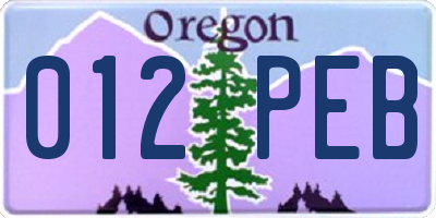 OR license plate 012PEB