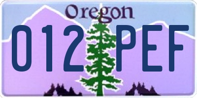 OR license plate 012PEF