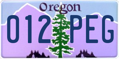OR license plate 012PEG