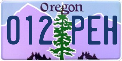 OR license plate 012PEH