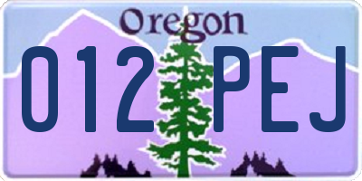 OR license plate 012PEJ