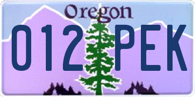 OR license plate 012PEK