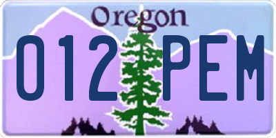 OR license plate 012PEM