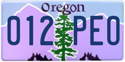 OR license plate 012PEO