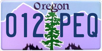 OR license plate 012PEQ