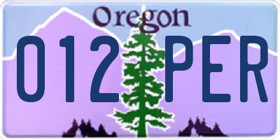 OR license plate 012PER
