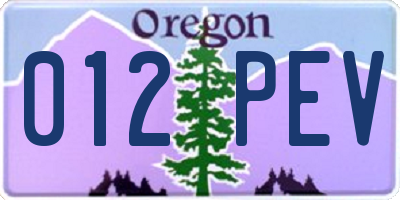 OR license plate 012PEV