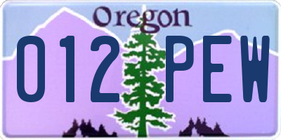 OR license plate 012PEW