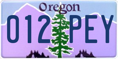 OR license plate 012PEY