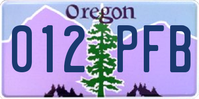 OR license plate 012PFB