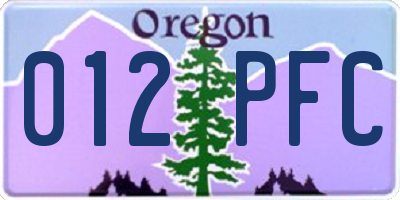 OR license plate 012PFC