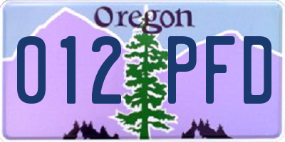 OR license plate 012PFD