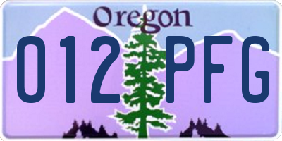 OR license plate 012PFG