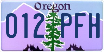 OR license plate 012PFH
