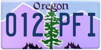 OR license plate 012PFI