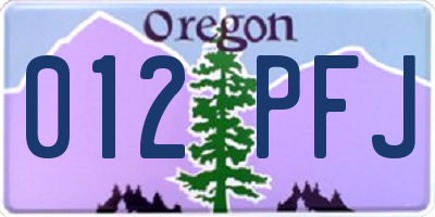 OR license plate 012PFJ
