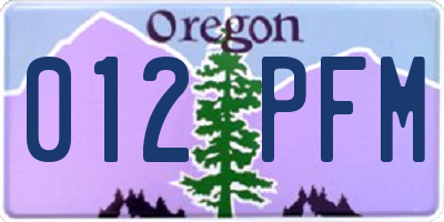 OR license plate 012PFM