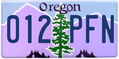 OR license plate 012PFN