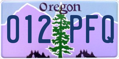OR license plate 012PFQ