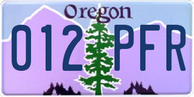 OR license plate 012PFR
