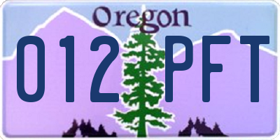 OR license plate 012PFT