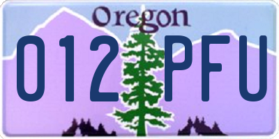 OR license plate 012PFU