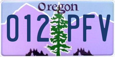 OR license plate 012PFV