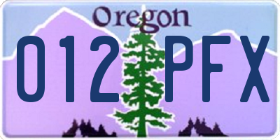 OR license plate 012PFX