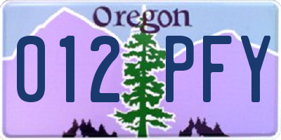OR license plate 012PFY