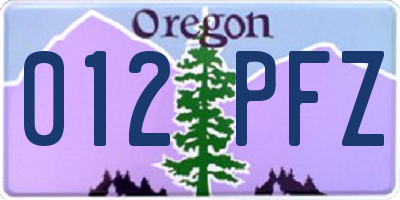 OR license plate 012PFZ