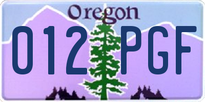 OR license plate 012PGF