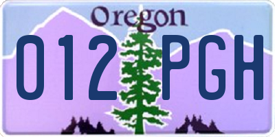 OR license plate 012PGH