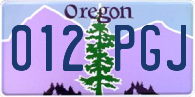 OR license plate 012PGJ