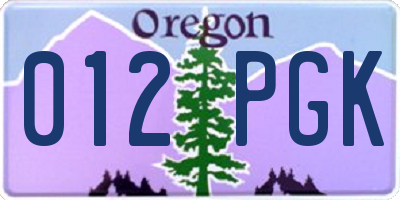 OR license plate 012PGK