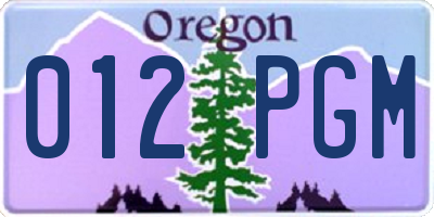 OR license plate 012PGM