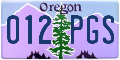 OR license plate 012PGS