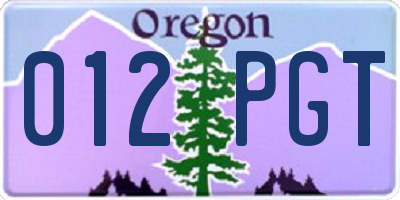 OR license plate 012PGT