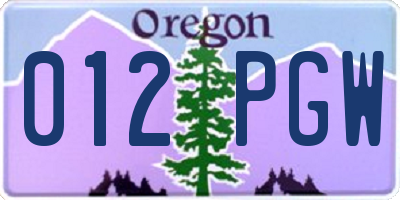 OR license plate 012PGW
