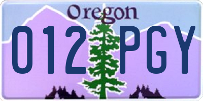OR license plate 012PGY