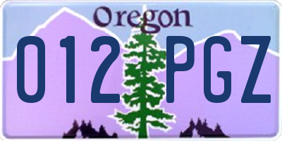 OR license plate 012PGZ