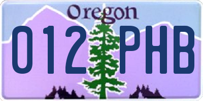 OR license plate 012PHB