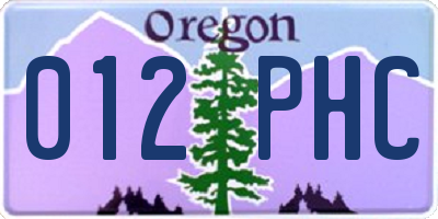 OR license plate 012PHC