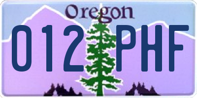 OR license plate 012PHF