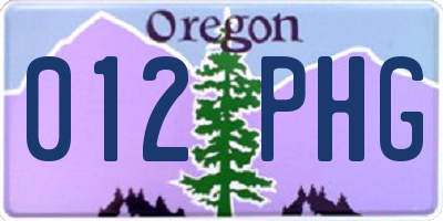OR license plate 012PHG