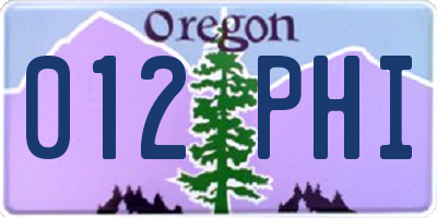 OR license plate 012PHI