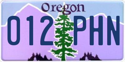 OR license plate 012PHN
