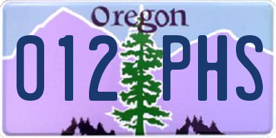 OR license plate 012PHS