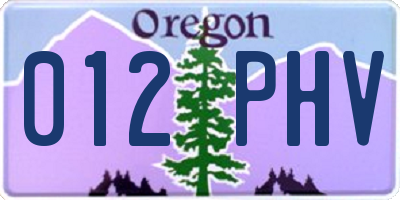 OR license plate 012PHV