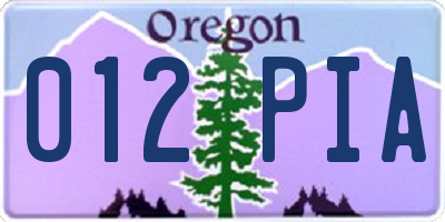 OR license plate 012PIA